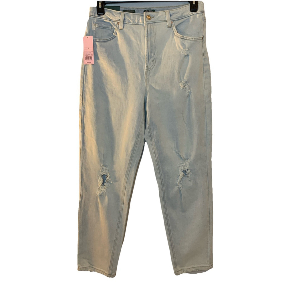 Wild Fable Jeans 10 Womens Super High-Rise Distressed Mom Jeans Light Wash